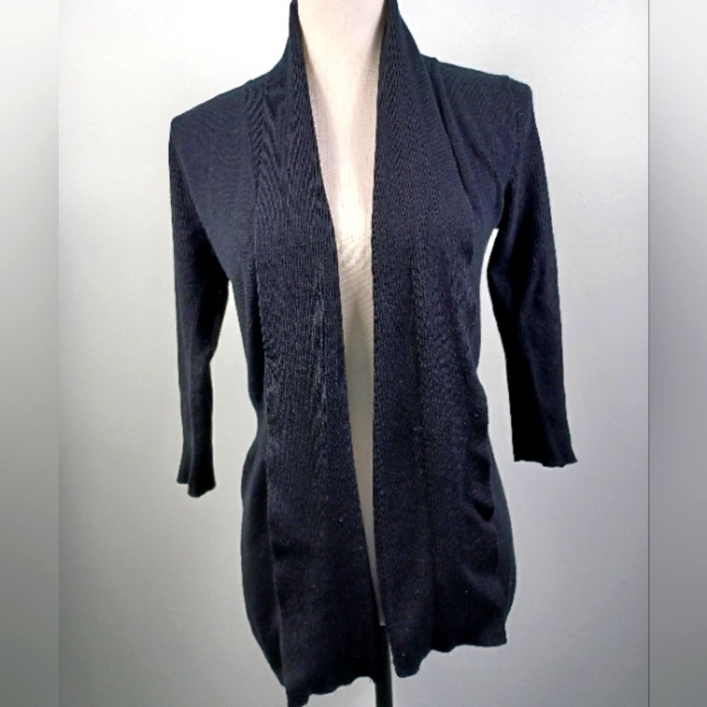 Permise Studio Cardigan Classic Office Open Front Half Sleeve Buttons - Picture 2 of 6